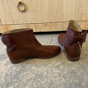 Kate Spade Brown Leather Bow Booties 8.5